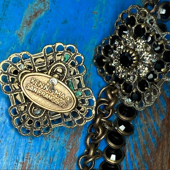 SET! Earrings + Necklace w Dangles Black & Clear Swarovski Crystals by Kenny Ma - Picture 11 of 12